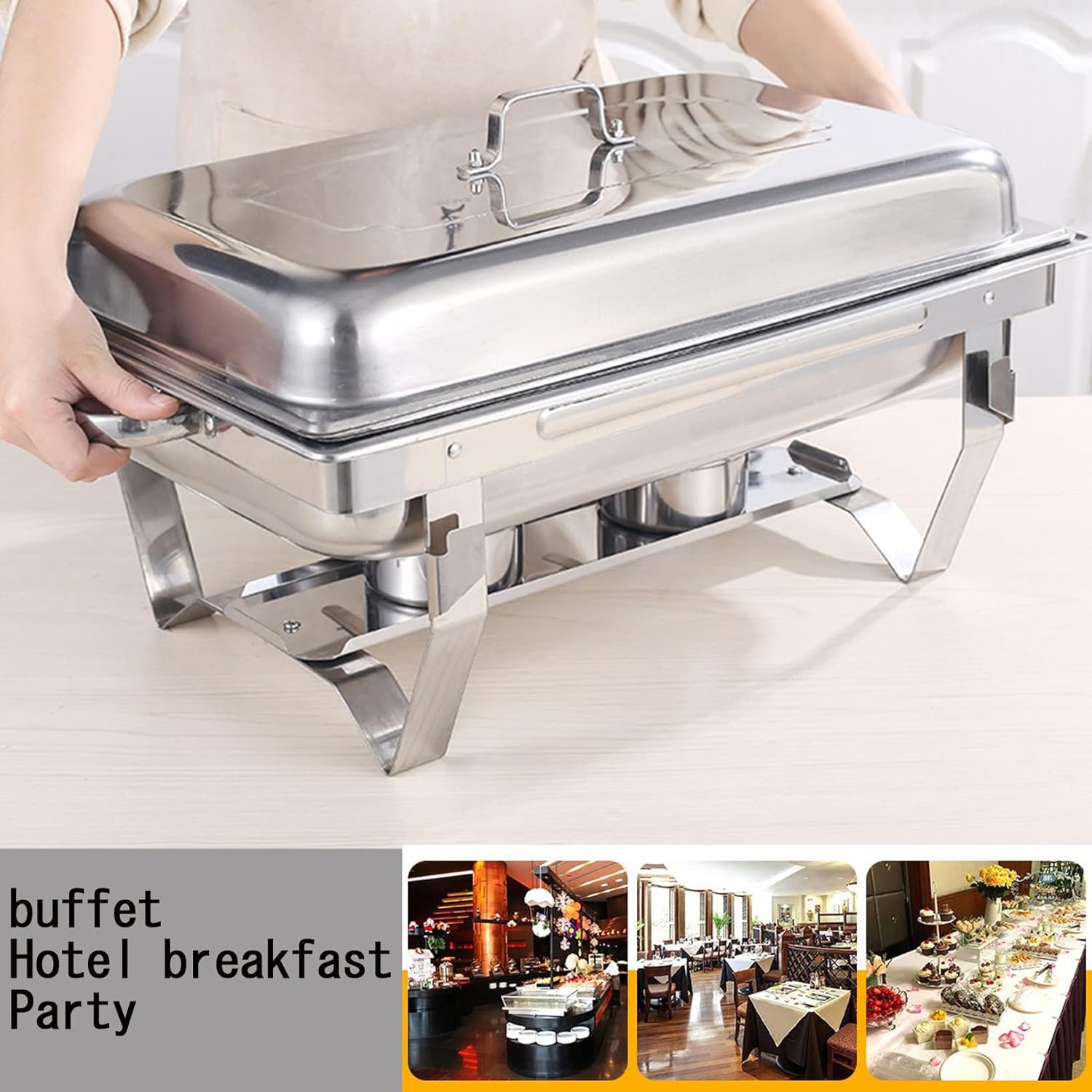 Chafing Dish Buffet Server Warming Tray Food Buffets Food Warmer for Parties Buffet Set Chaffing Dishes,11 Quart,for Wedding, Parties, Banquet,Catering Events