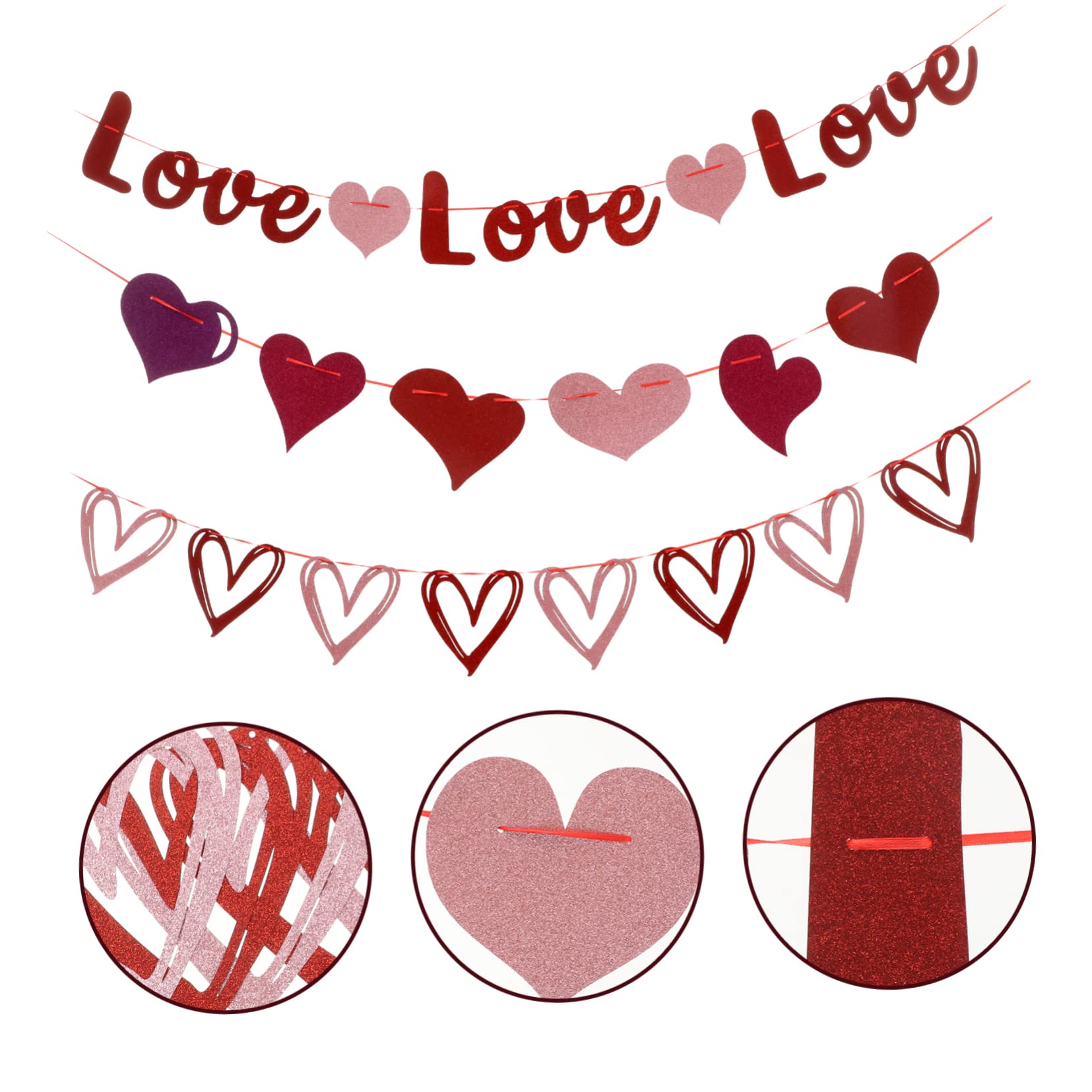 Garneck 3 Set Amore Amore Tirare Fiore Bandiera Decorazioni Contento Di Buon Compleanno Orpello Anniversario Ghirlande D'oro Arredamento Biglietti D'auguri Carta 3 Pezzi * 3