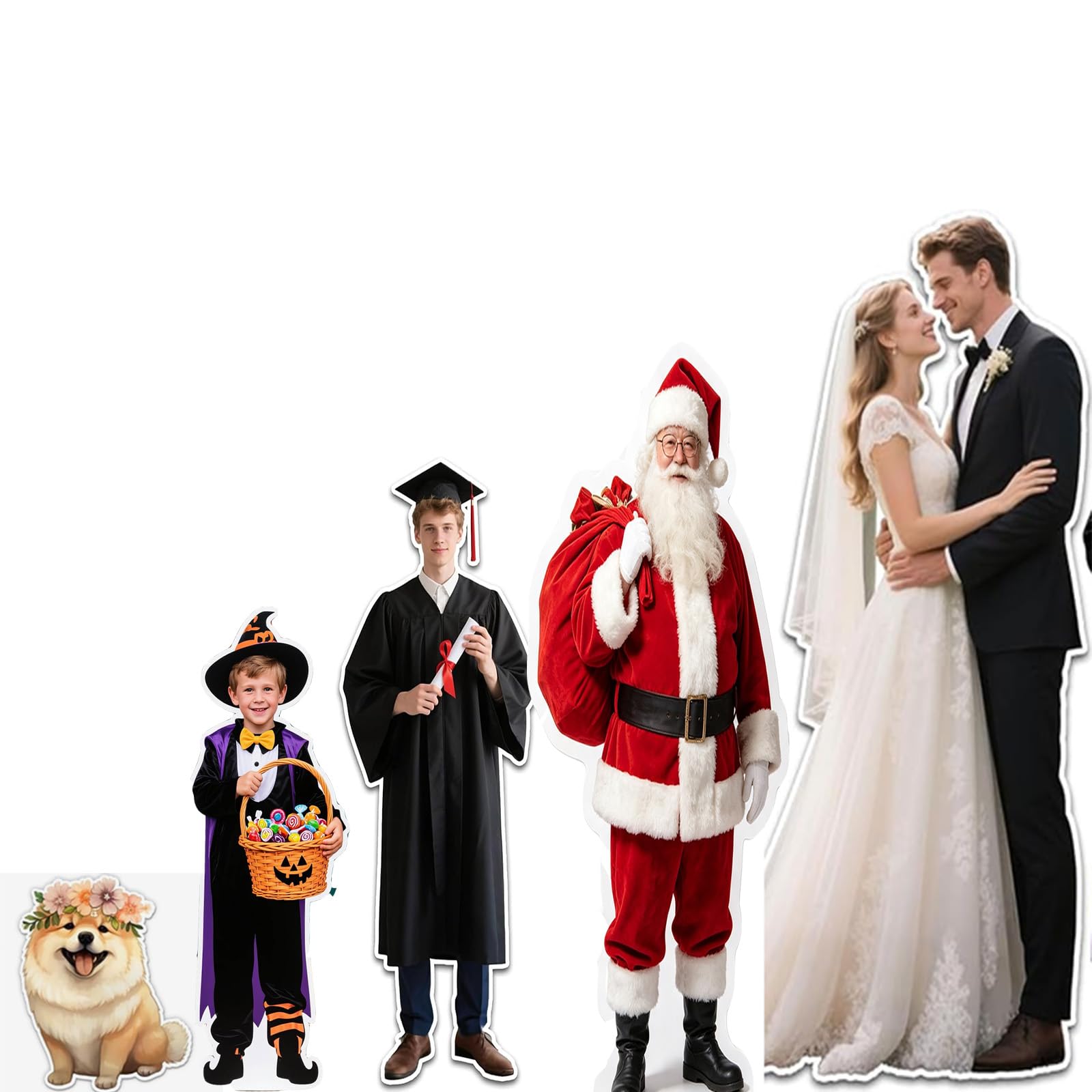 Individueller Lebensgroßer Pappaufsteller - Personalisierte Pappfigur als Fotodruck mit Ständer für Geburtstage, Hochzeiten, Halloween & Weihnachtsfeiern, wetterfest, Größen 1-7 Fuß