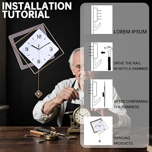 Miniatura 7 de Reloj de pared con péndulo, cuarzo de calidad silenciosa, funciona con pilas, modernos relojes de pared grandes para sala de estar, cocina, hogar,