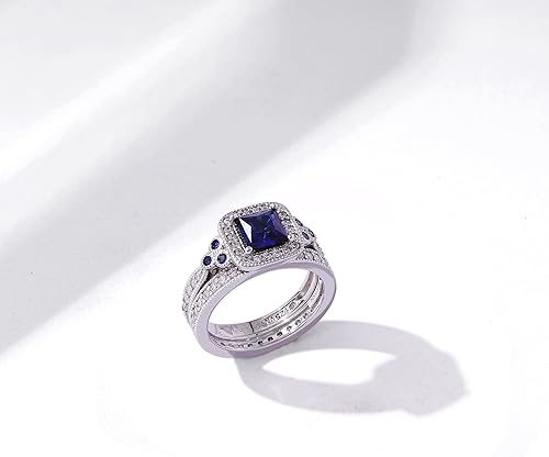 Miniatura 4 de Tienda Essentials Anillo antiguo de plata de ley chapada en platino o oro con circonita cúbica de elementos infinitos de corte Asscher