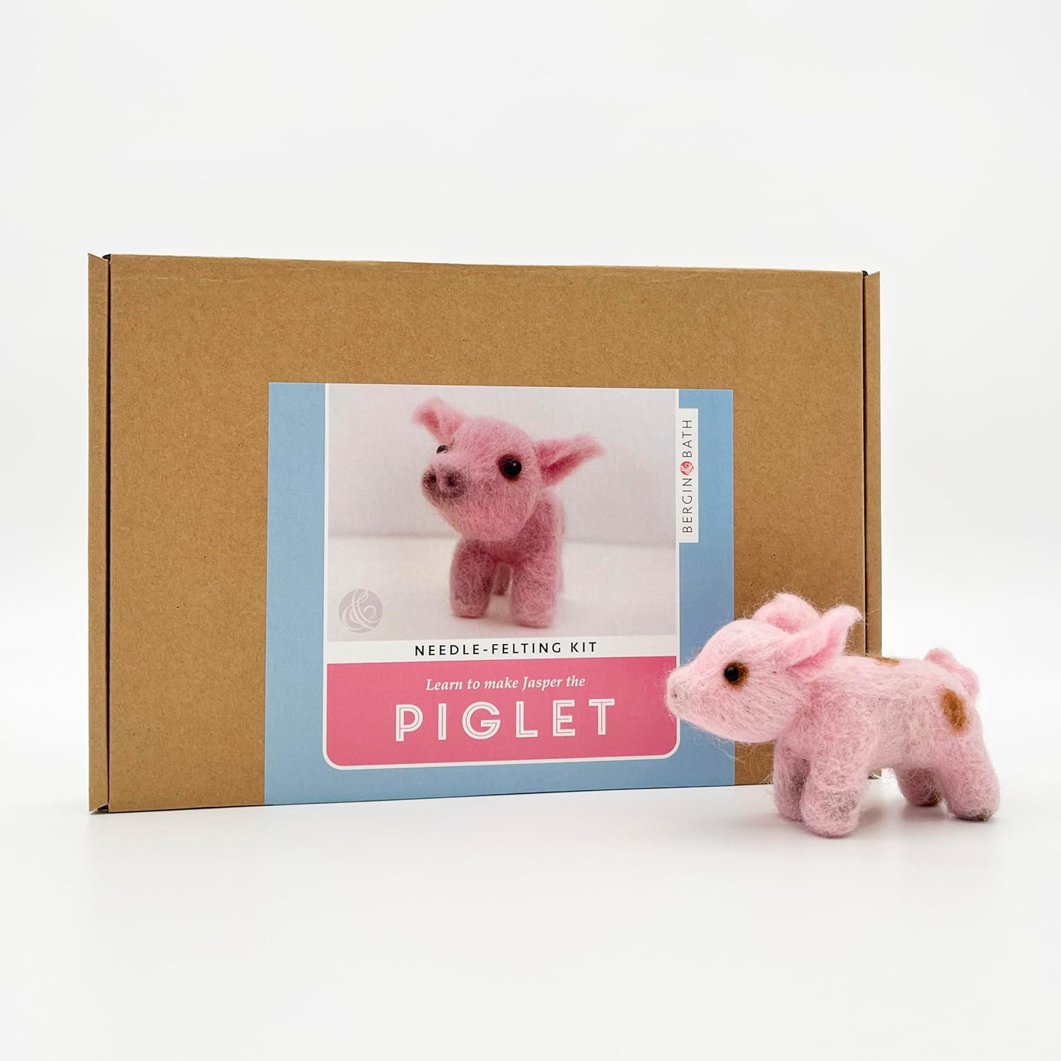 Bergin & Bath Needle Felting Kit, Piglet. DIY Craft kit for Adults and Teens. Planet-Friendly Wool