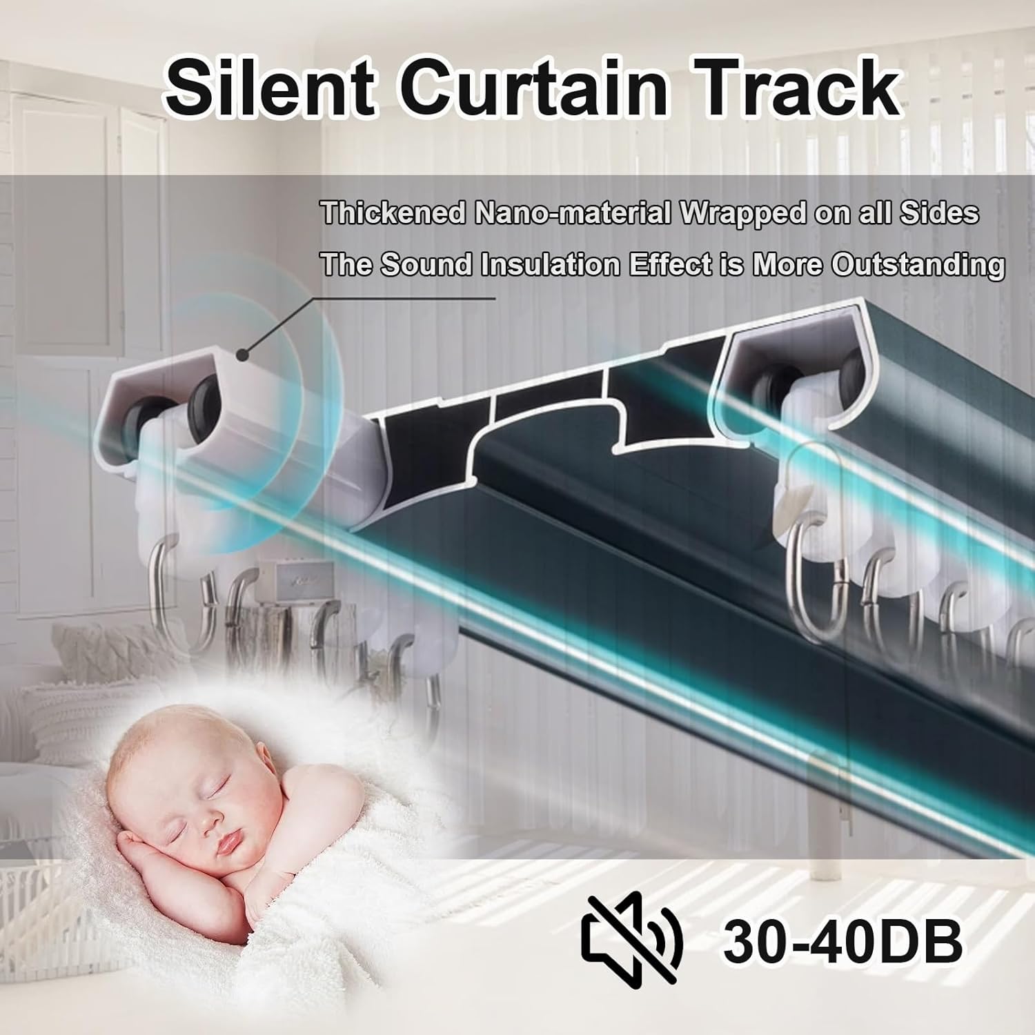 Roof Curtain Track Conjoined Double Track Rails Ceiling Mounting Heavy Duty Silent Rail 3.3ft-19.7ft Aluminum Window Rod for RV Living Room Hospital Bedroom(White,19.7ft)