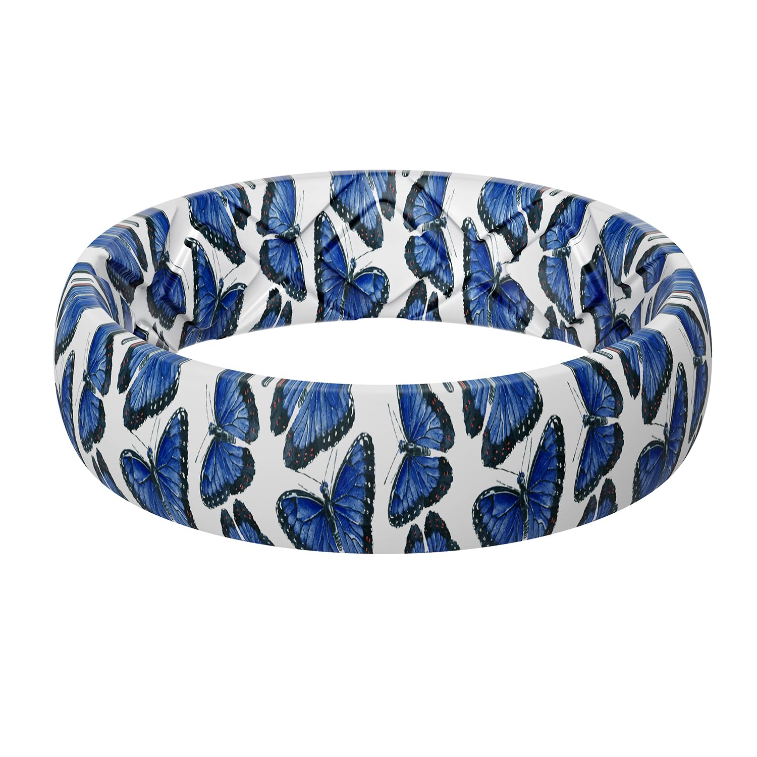 Egnaro Silicone Statement Ring Women, Floral Patterned Rubber Wedding Band
