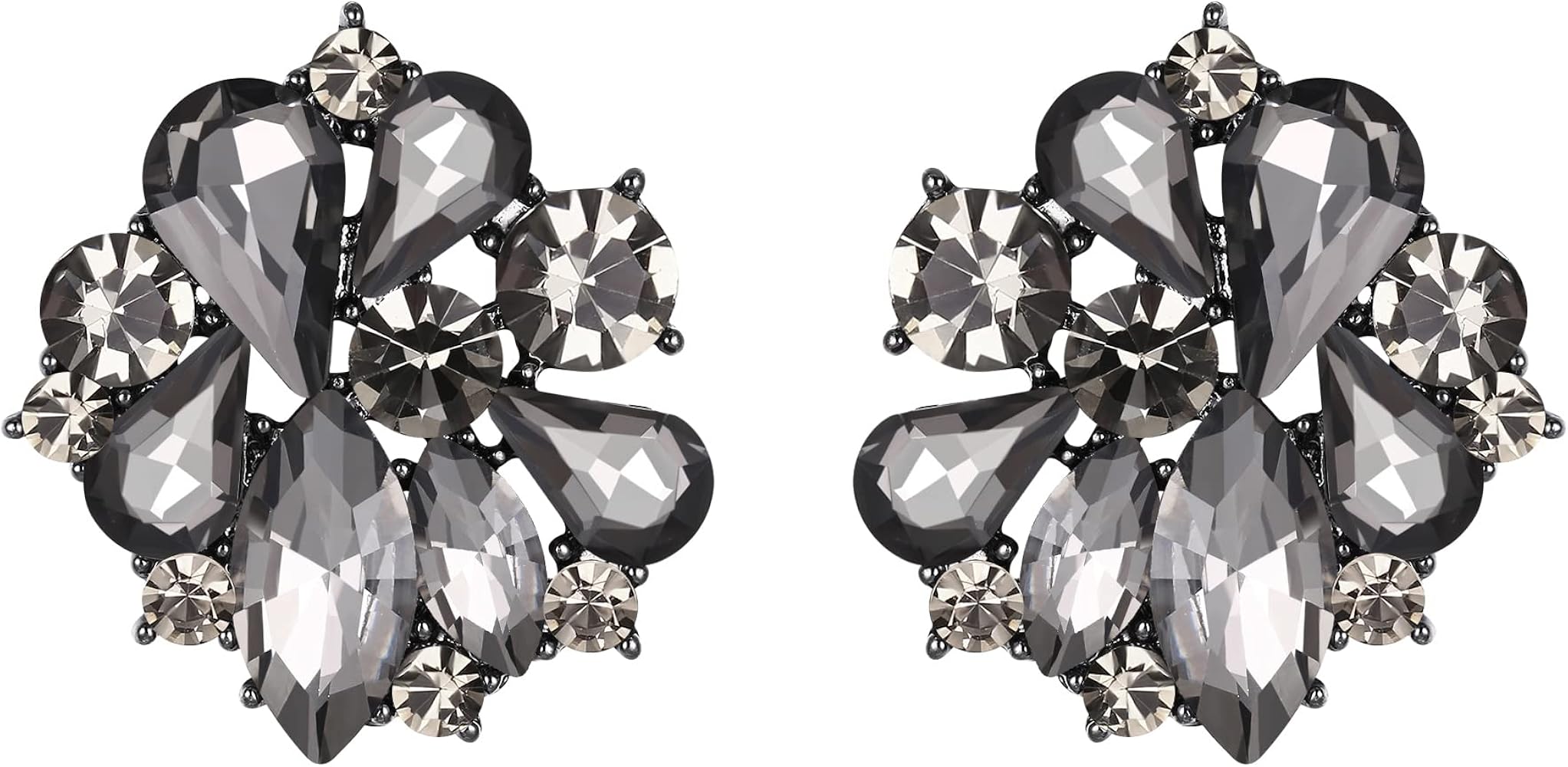 EVER FAITH Orecchini a forma di fiore di strass da donna, con