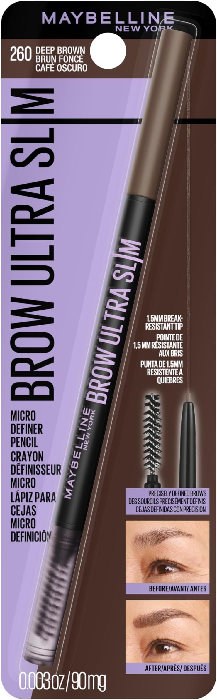 MAYBELLINE - Brow Ultra Slim Defining Eyebrow Pencil Deep Brown - 0.003 oz (90 mg)