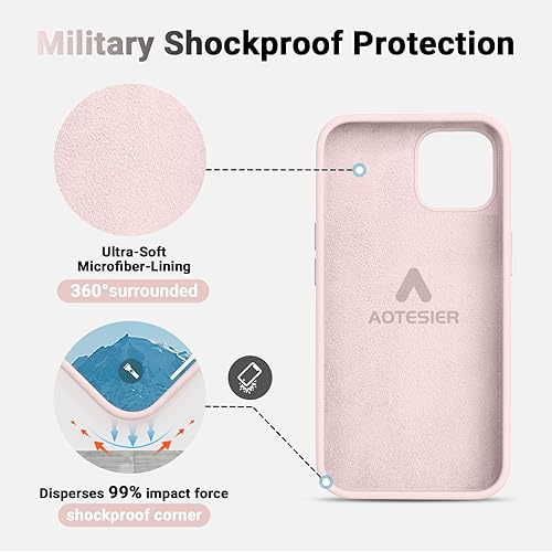 Miniatura 5 de AOTESIER Funda compatible con iPhone 12 y iPhone 12 Pro de 6.1 pulgadas, sedoso al tacto, goma de silicona líquida suave de alta calidad,