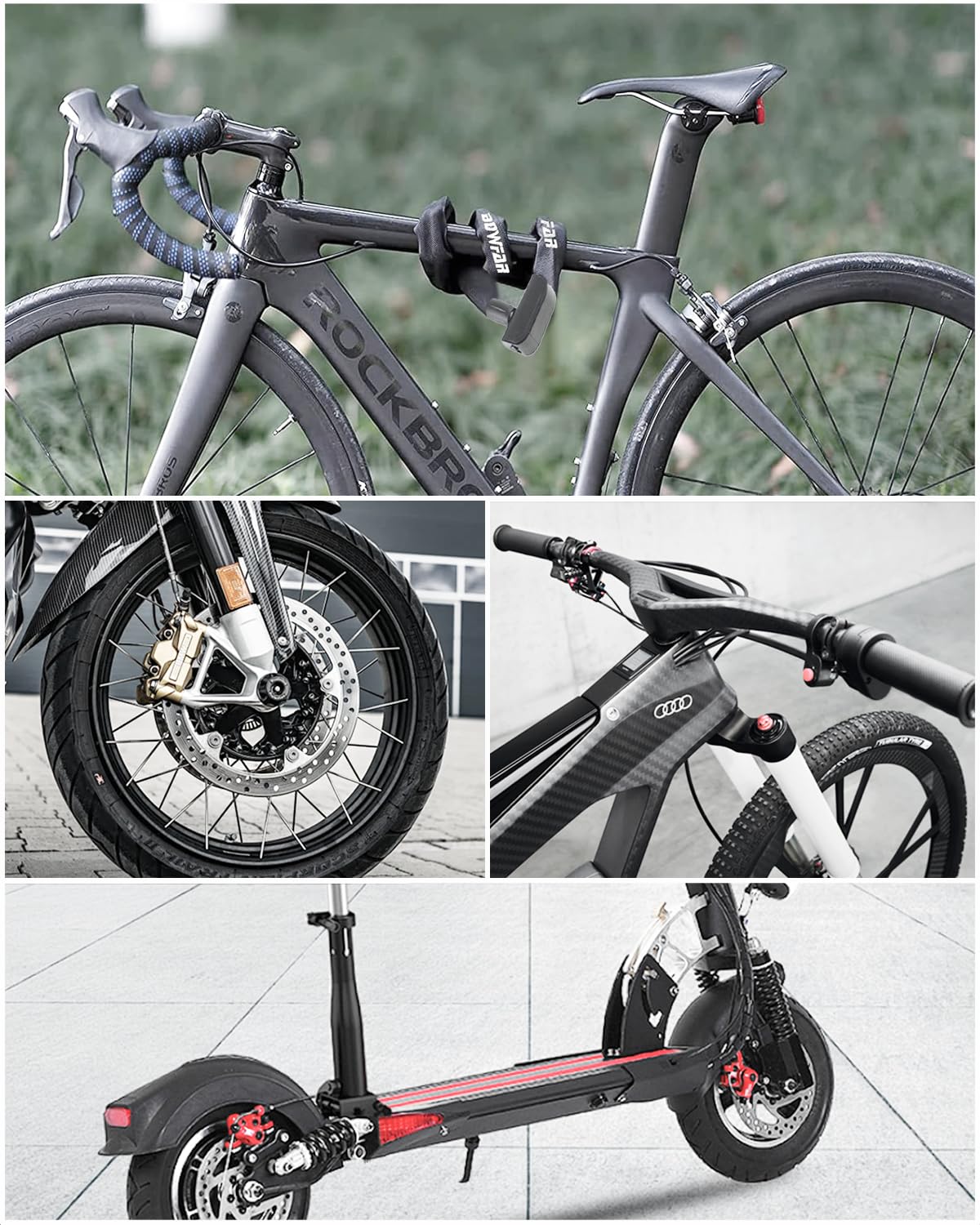 Bowfar Zapięcie rowerowe na wysoki poziom bezpieczeństwa 5, zabezpieczenie przed kradzieżą, zapięcie rowerowe z kluczem, zapięcie łańcuchowe do roweru, motocykla, skutera