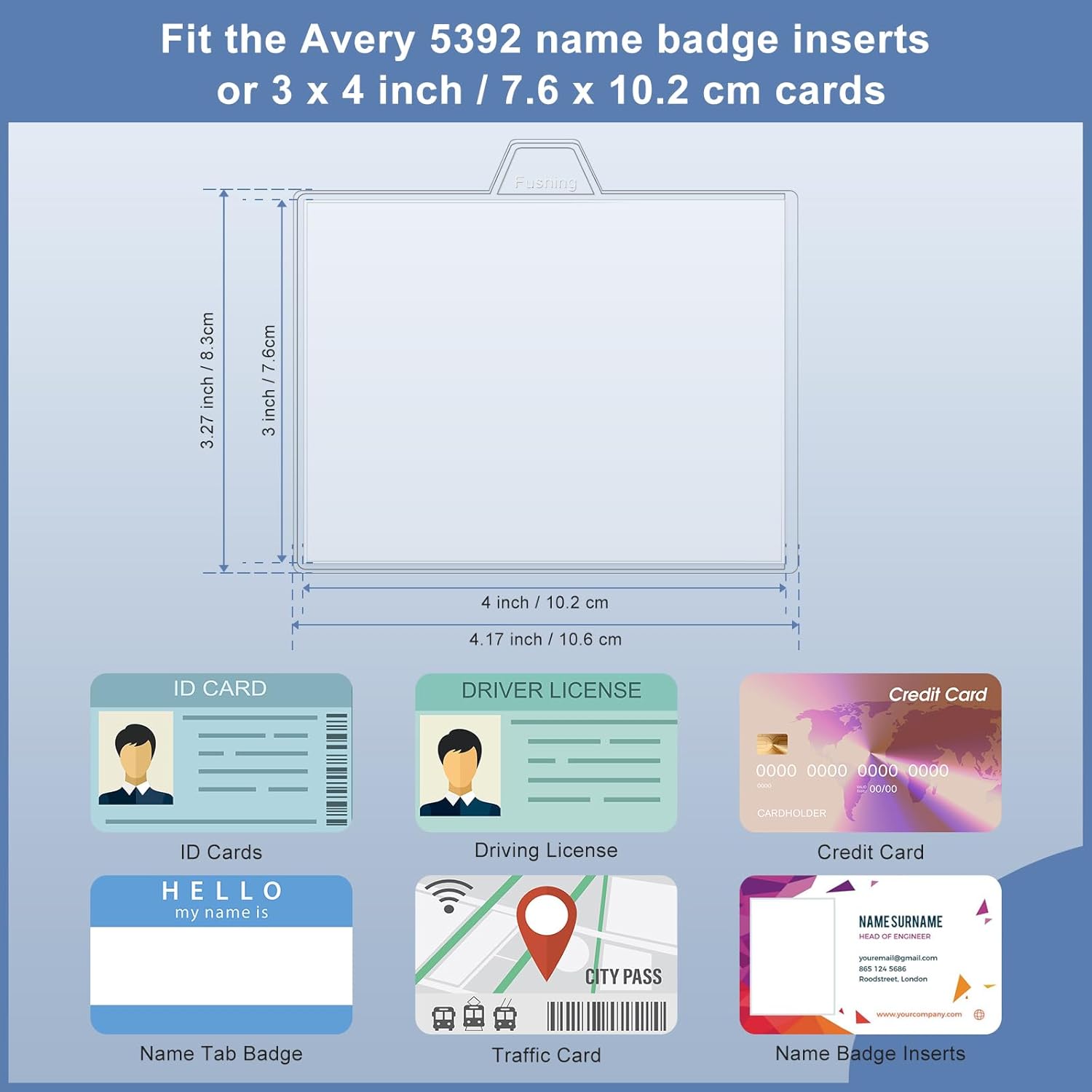 Name Badge Holders with Clip - Fushing 40PCS Clear Plastic ID Badge Holders with Badge Clips for 3 x 4 Inch Name Badge Inserts - Image 2