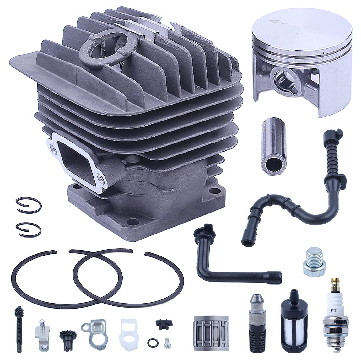 Kit de pistón Cilindro 52 mm Compatible con MS460 046, Filtro Aceite, ajustador Cadena, Accesorios for Motor Motosierra 2 Tiempos Reparar