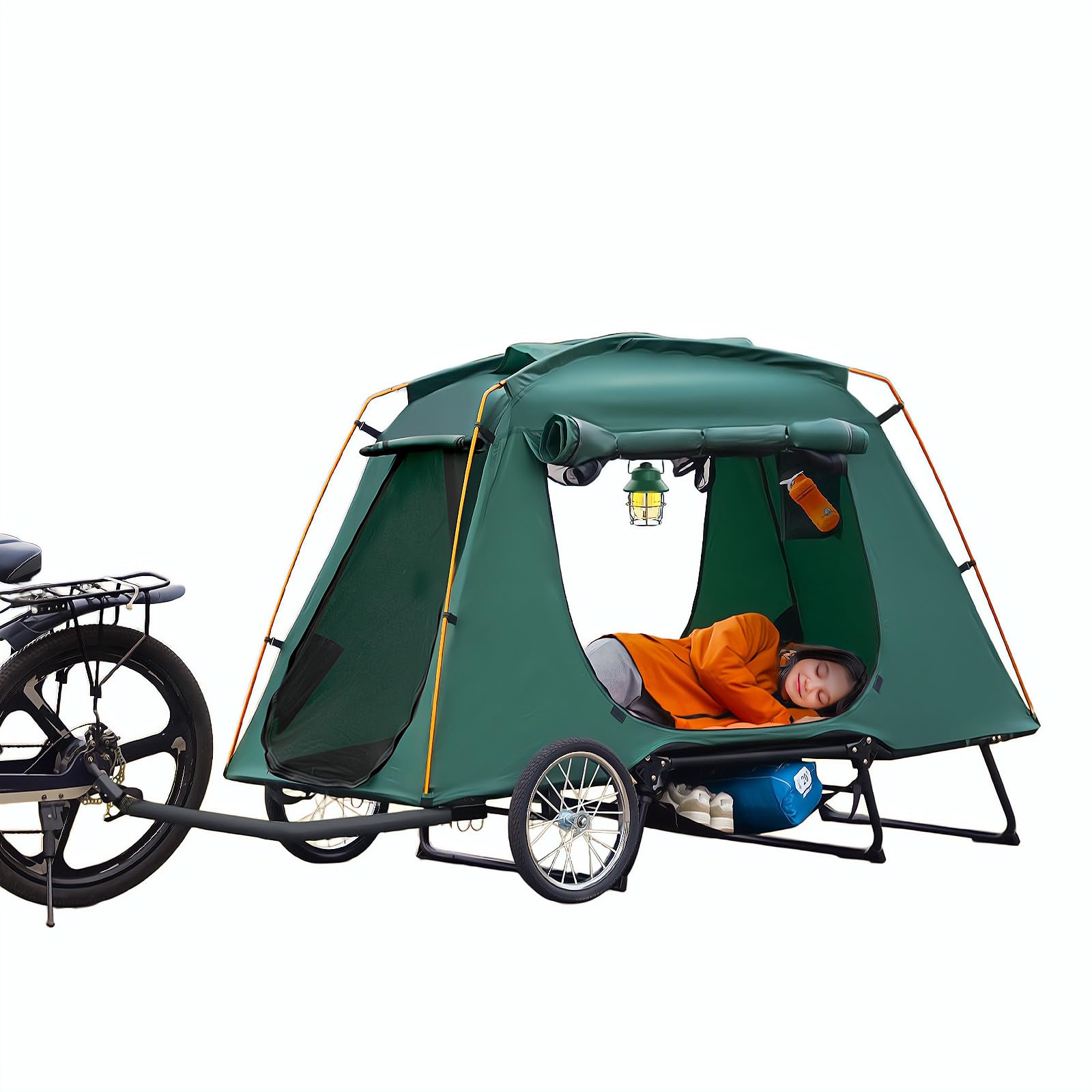 Jagahaha Elektrofahrrad Camper Anhngerzelt  Faltbarer wasserdichter  Fahrrad-Camper mit 16-Zoll-Off-Road-Rdern, PU2000 mm, schneller  2-mintiger Aufbau, erhhter Schlaf mit Moskitonetz, ideal fr : Amazon.de:  Sport & Freizeit
