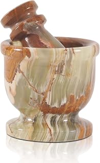 RADICALn Green Marble Mortar & Pestle Set - 2.5" Handmade Mini Garlic Crusher, Herb Spice Grinder for Kitchen