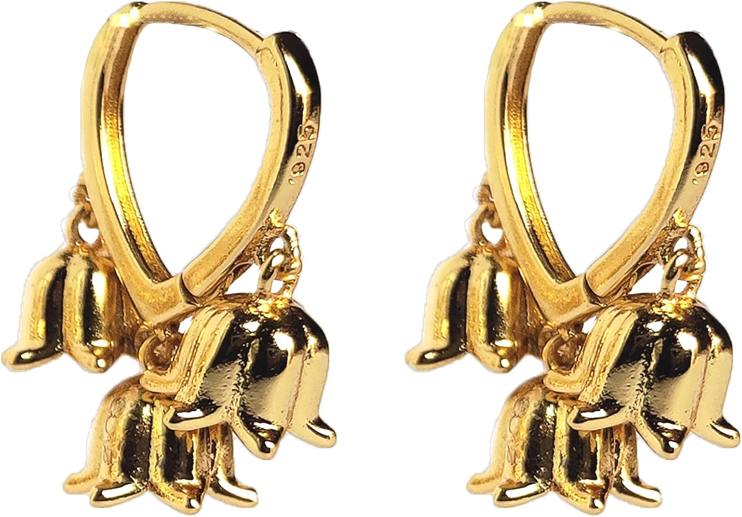 Dainty Huggie Heart Small Gold-Plated Hoop Earrings for Teen Women Lily of the Valley Earrings Flower Dangle Cute Trendy Aesthetic