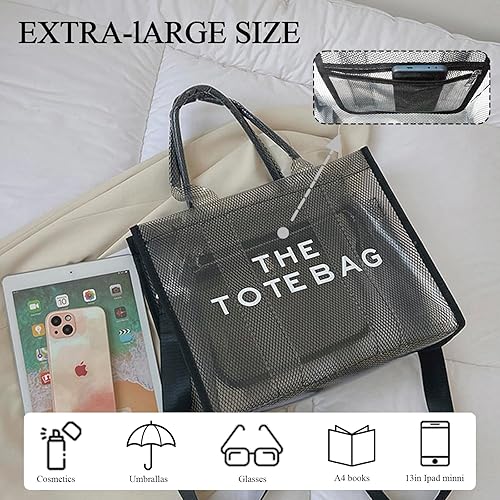 Miniatura 4 de Clear Tote Bag for Women PVC Travel Handbag Shoulder Crossbody Beach Bag for Work Travel School