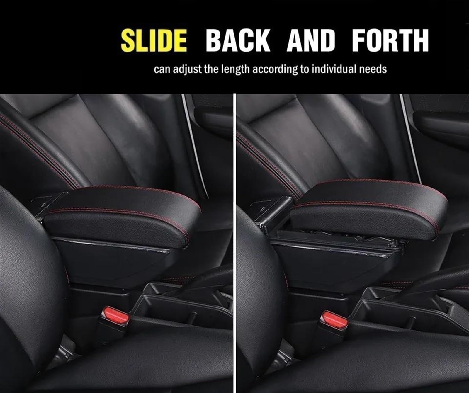 KAERGK Accoudoir Skoda Fabia 2 (2008-2014) – Console Centrale Cuir PU, Double Rangement + Porte-Gobelets, Noir