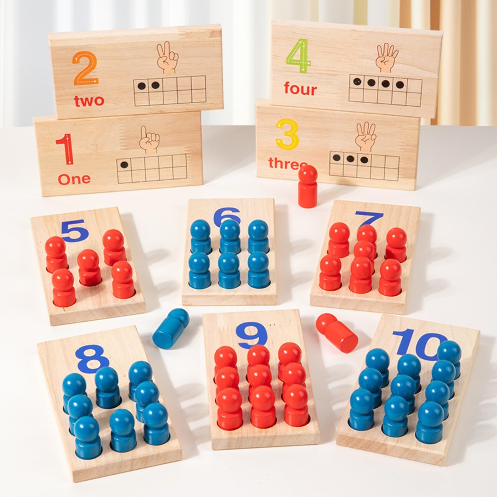 predolo 10 Piezas Tablero Cuadros con Clavijas Numeración sin Pantalla Tabla Numeración Madera No Tóxico Juguete Didáctico Madera para Casa