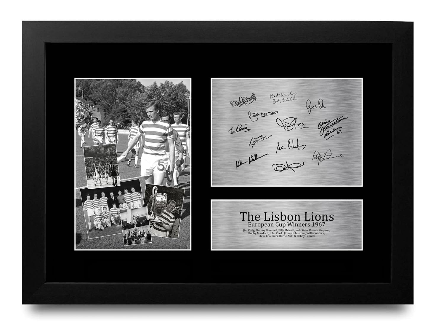 HWC Trading FR A4 The Lisbon Lions Celtic 1967 European Cup Winners Printed Memorabilia Signed Autograph Photograph Display for Football Fans and Supporters - A4 Framed