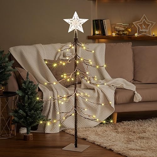 Miniatura 10 de Lightshare árbol de abeto con nieve 112L LED con 10L LED en estrella superior, 4 pies, blanco cálido
