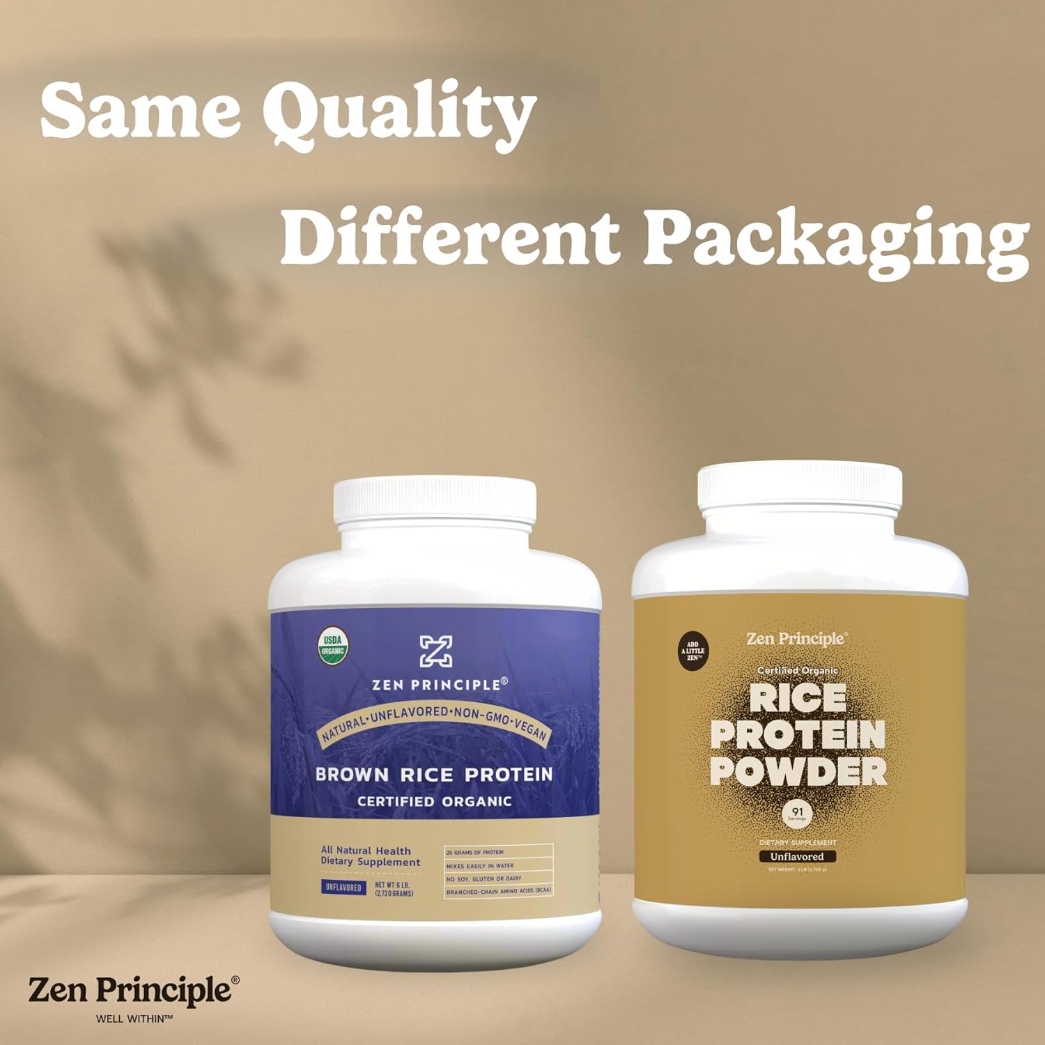 Zen Principle Organic Brown Rice Protein 6 LB. USDA Certified Organic. Unflavored. Non-GMO. Vegan. - Image 2
