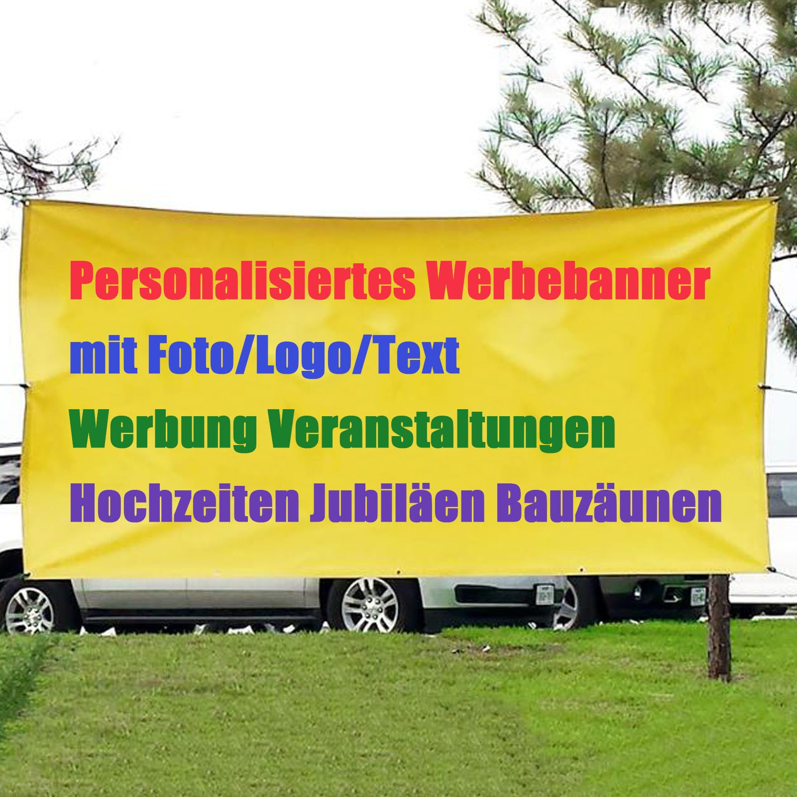 Personalisiertes Werbebanner Fügen Sie Ihr eigenes Design hinzu Inklusive Ösen für Werbung Veranstaltungen Hochzeiten Jubiläen Innen-und Außendekorationsbanner Bauzäunen,1.8×3m
