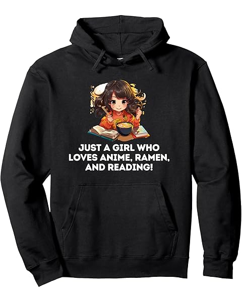 Just a Girl Who Loves Anime, Ramen, and Reading Graphic Pullover Hoodie