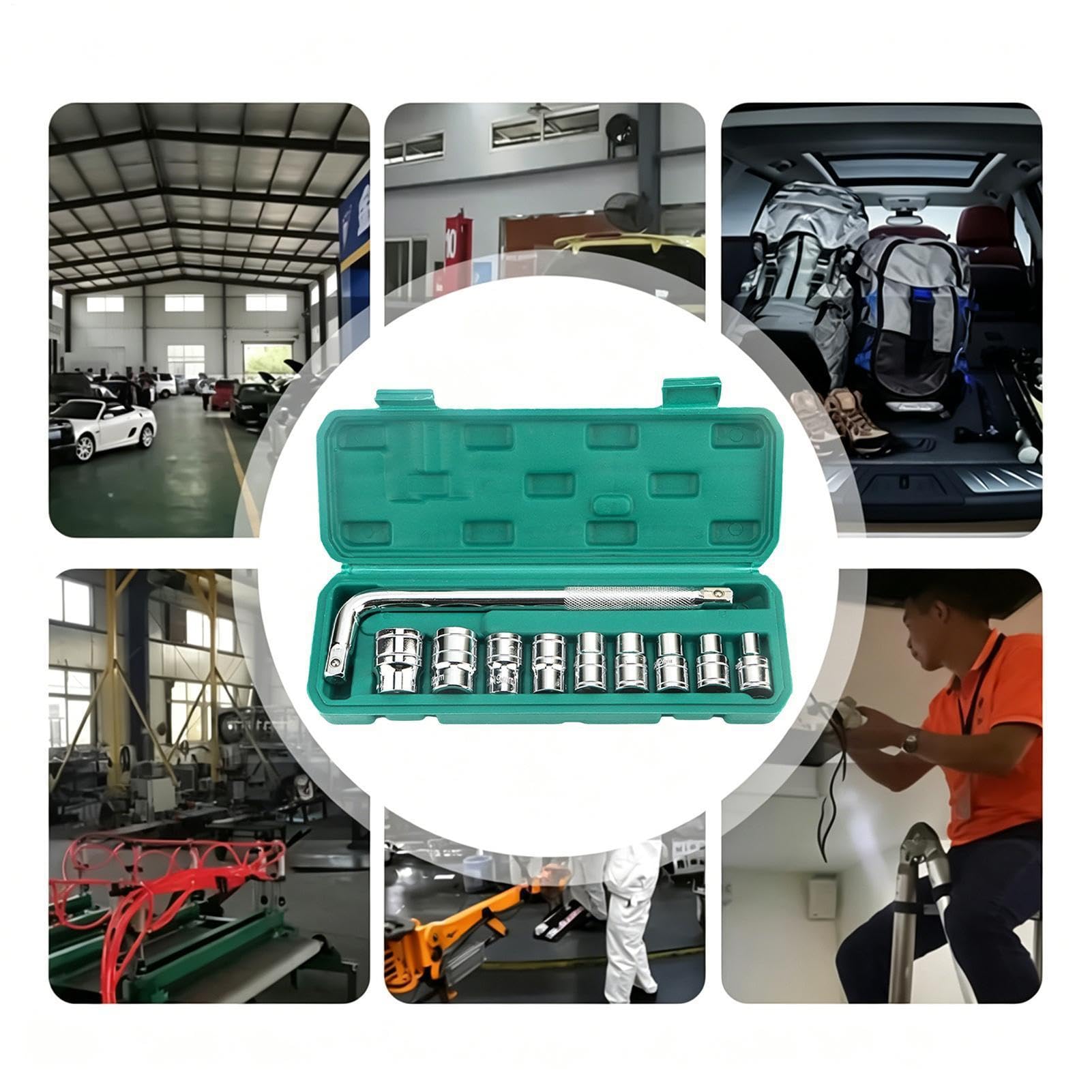 Juego de Llaves de Vaso para Coche Herramienta Portátil Multifuncional | Kit de Herramientas de Mecánico con Llaves de Vaso para automóvil, motocicleta, vehículo, electrodoméstico y