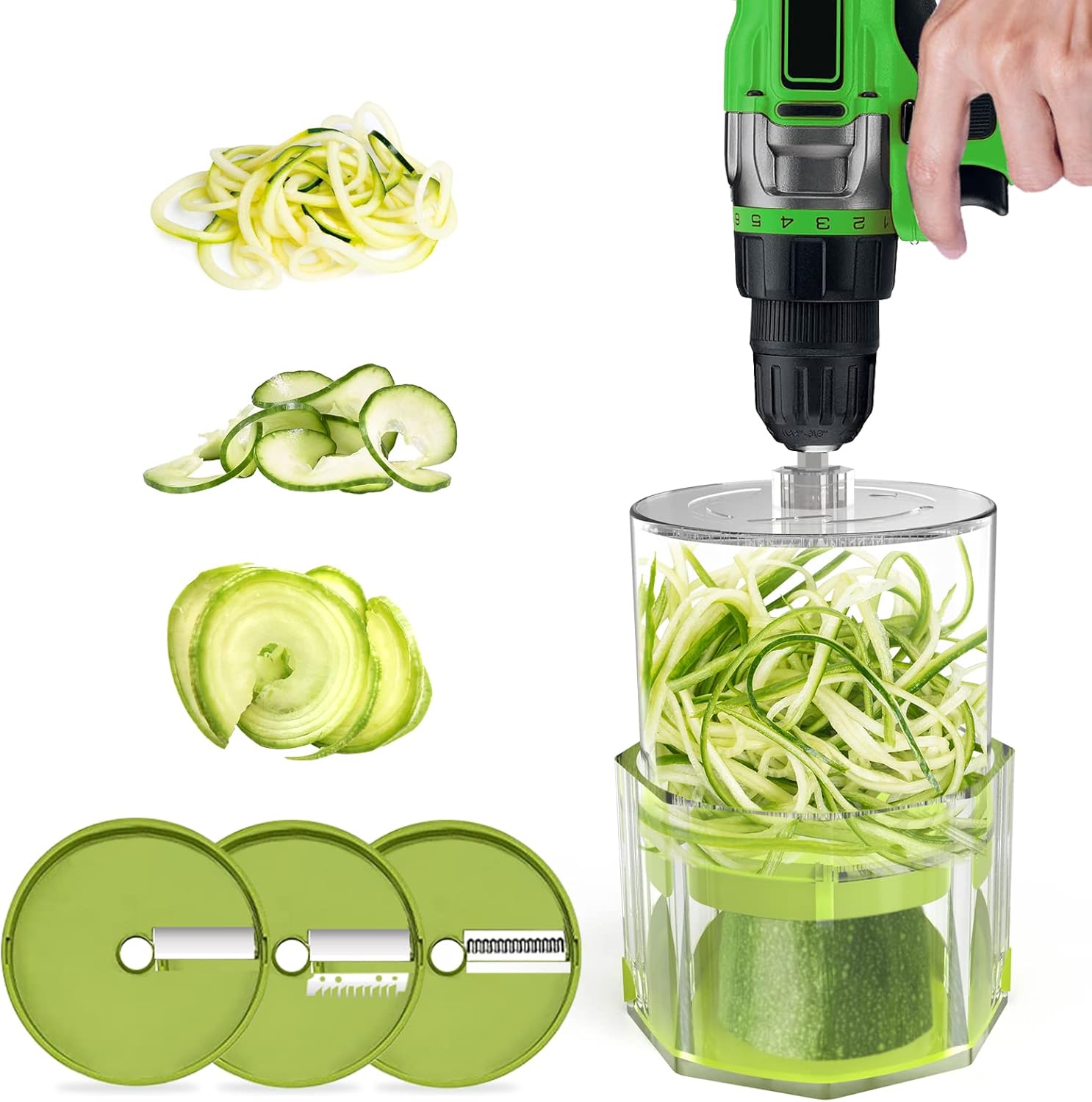 Vegetable Spiralizer Attachment for Drill, Zucchini Pasta Noodle Spaghetti Maker Drill Bit, Spiral Slicer Veggie Spiralizer, Zoodles Maker Vegetable Slicer, Zoodler Cutter(Drill Not Included)