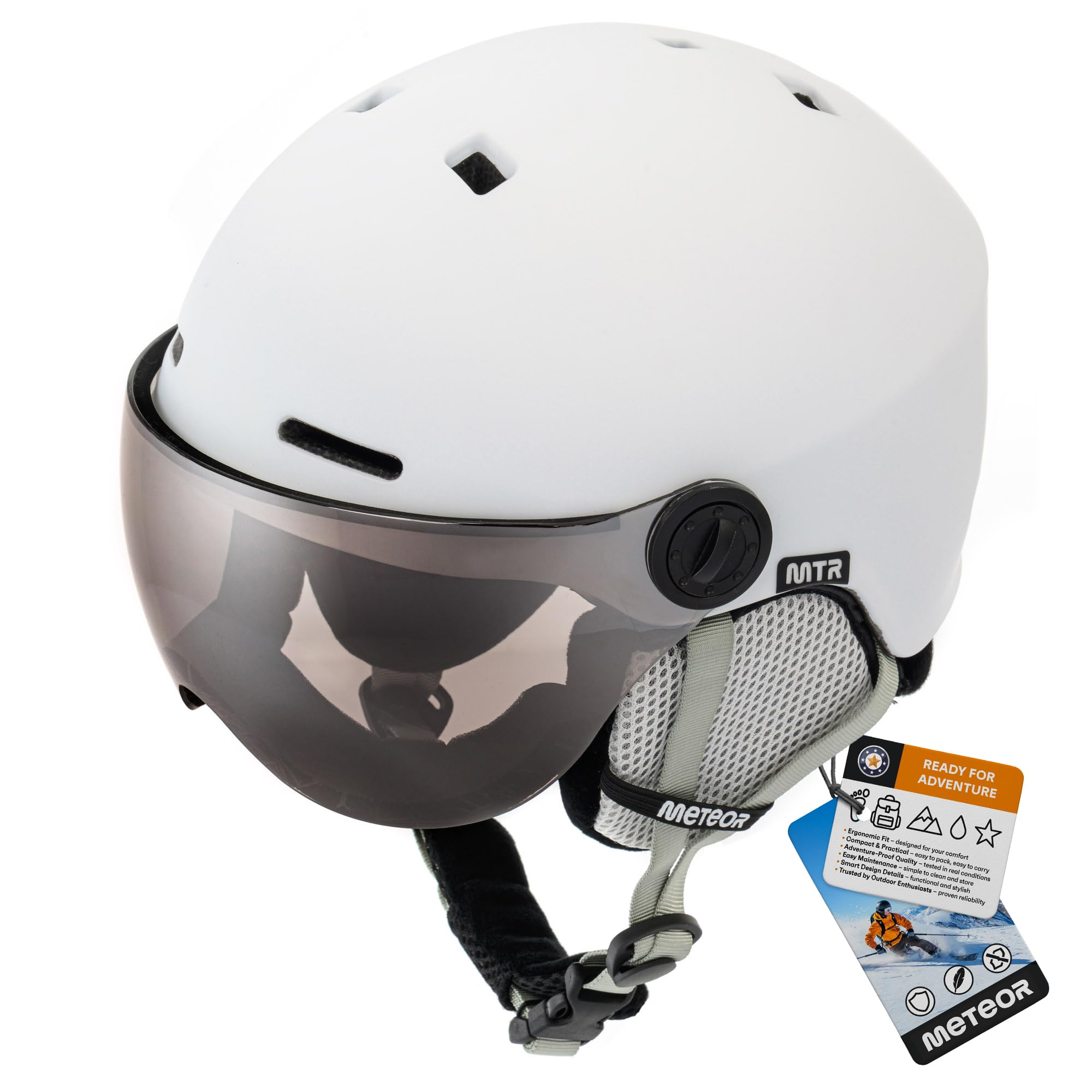 meteor Casque de Ski avec Visière Intégrée - pour Hommes Femmes et Jeunesse - Helmet Snowboard Professionnel de Sports de Neige