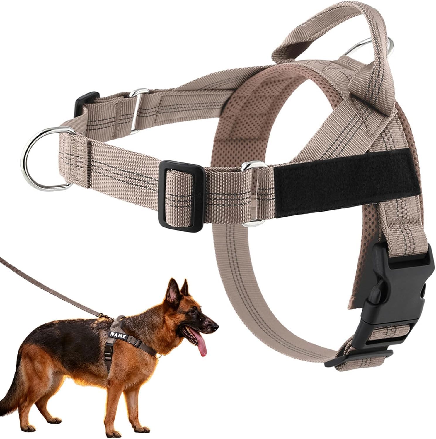 No Pull Dog Harness Adjustable Breathable Pet Walking Vest Front Clip Dog Harness with Reflective Design Easy Control Harnesses Perfect for Medium Large Dogs Daily Outdoor Activities (Beige, S)