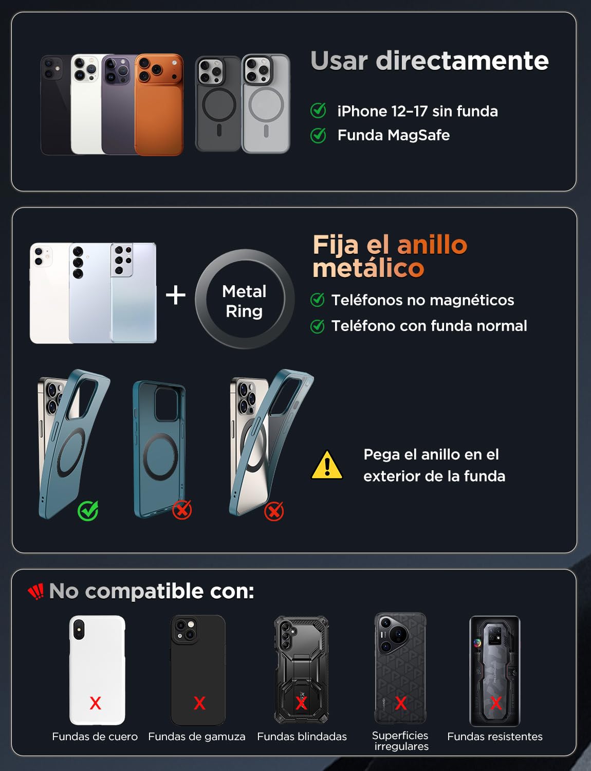 MSXTTLY Soporte Móvil Coche – Vmag S3 2026 Soporte Magnético al Vacío con Imanes Potentes y Brazo Doble de Aleación, Compatible con iPhone 17 Pro MAX, iPhone 16–12 y Android (con Anillo Magnético)