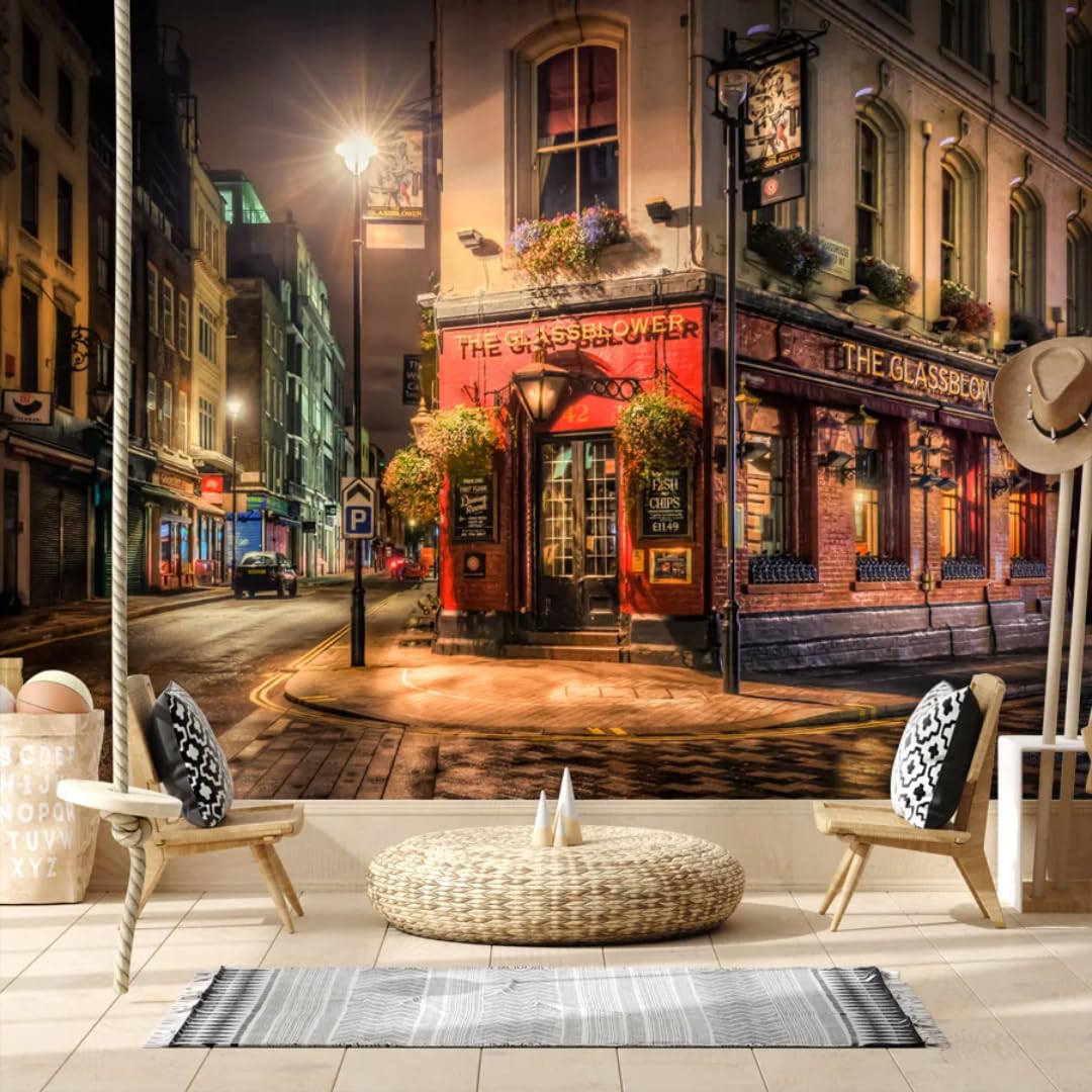 XINRUYI 3D Mural Wallpaper: Beautiful Town Street Scene Wallcovering Art Stickers for Bedroom and Living Room Decoration