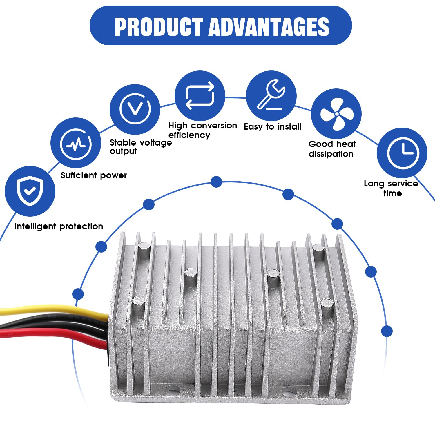 Stabilizzatore DC DC 8V-40V a 13.8V Boost Buck Converter 25A, Convertitore automatico impermeabile Regolatore di tensione Step Up/Down 13.8V Volt Modulo trasformatore