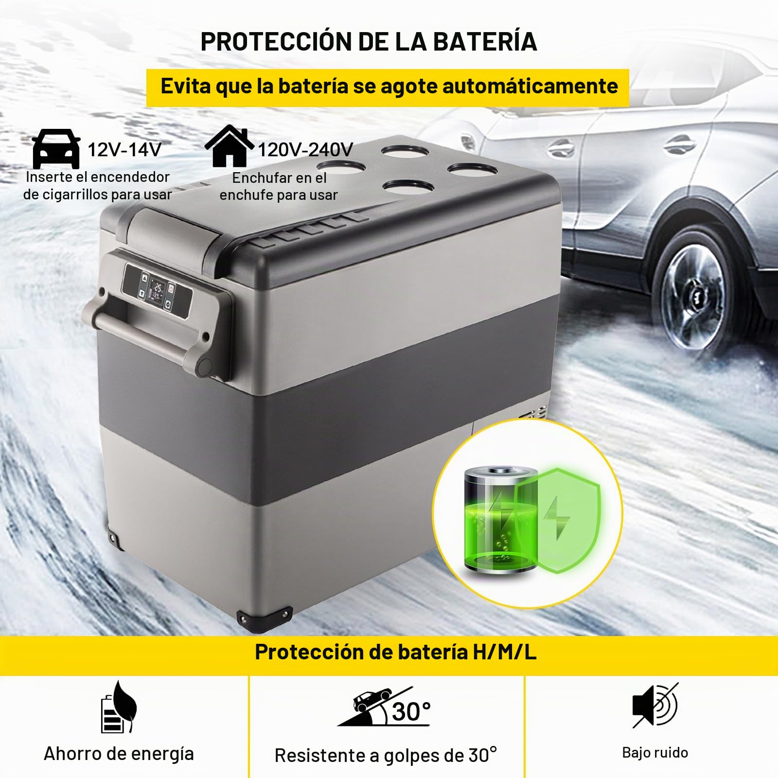 VEVOR Refrigerador para Coche 55 L Mini Caja del Congelador Caja Fresca Mini Frigorífico de Coche Nevera Portátil -20 a 10 Grados Centígrados para Camping Caravanas Picnics Festivales