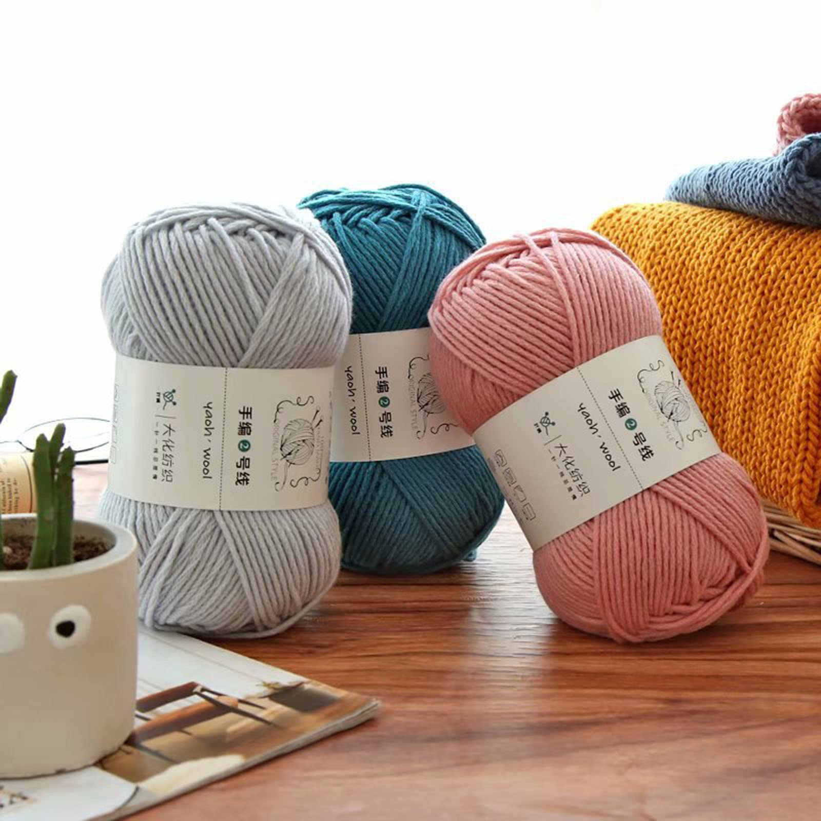 10×100 g de lana de punto doble de algodón 100 % acrílico, gruesa, suave, tejida a mano, colorida, perfecta para cualquier mini proyecto de crochet y tejer (20 ovillos, color 24)