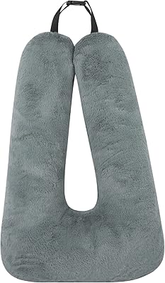 3-7 Y/O Kids Travel Pillow for Car & Airplane, Soft Kids Neck Pillow for Traveling in Car Seat, Provides Double Support for Toddlers Head & Chin in Road Trips, Washable (Grey)