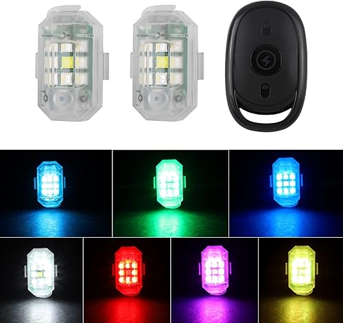 LECART 4 luces LED recargables anticolisión con control remoto inalámbrico, 7 colores, luces estroboscópicas LED para automóvil, motocicleta,