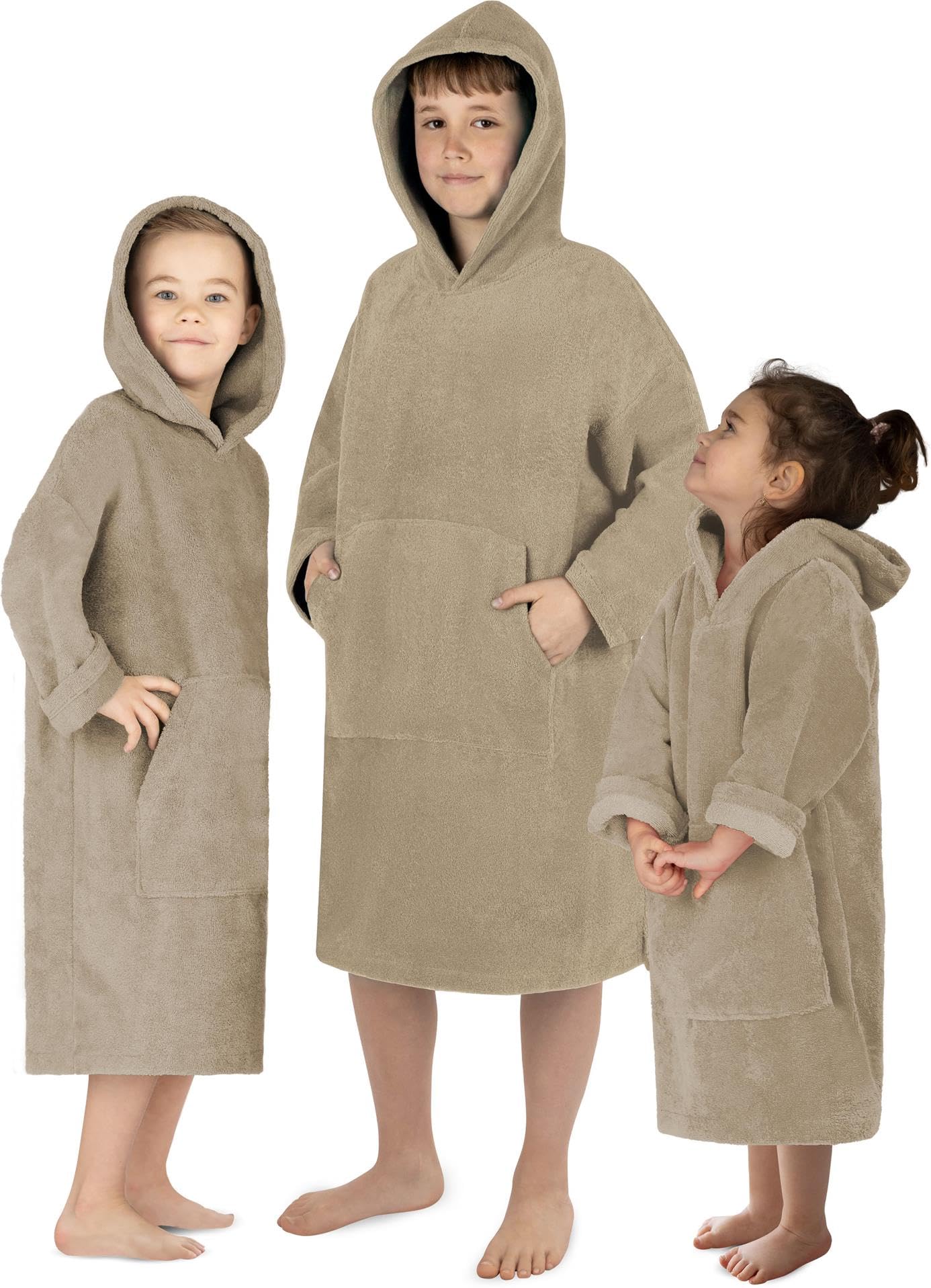 normani Kinder Badeponcho bis 13 Jahren langarm Badehandtuch - Frottee Kapuzenhandtuch Handtuch-Poncho Surferponcho für Jungen und Mädchen