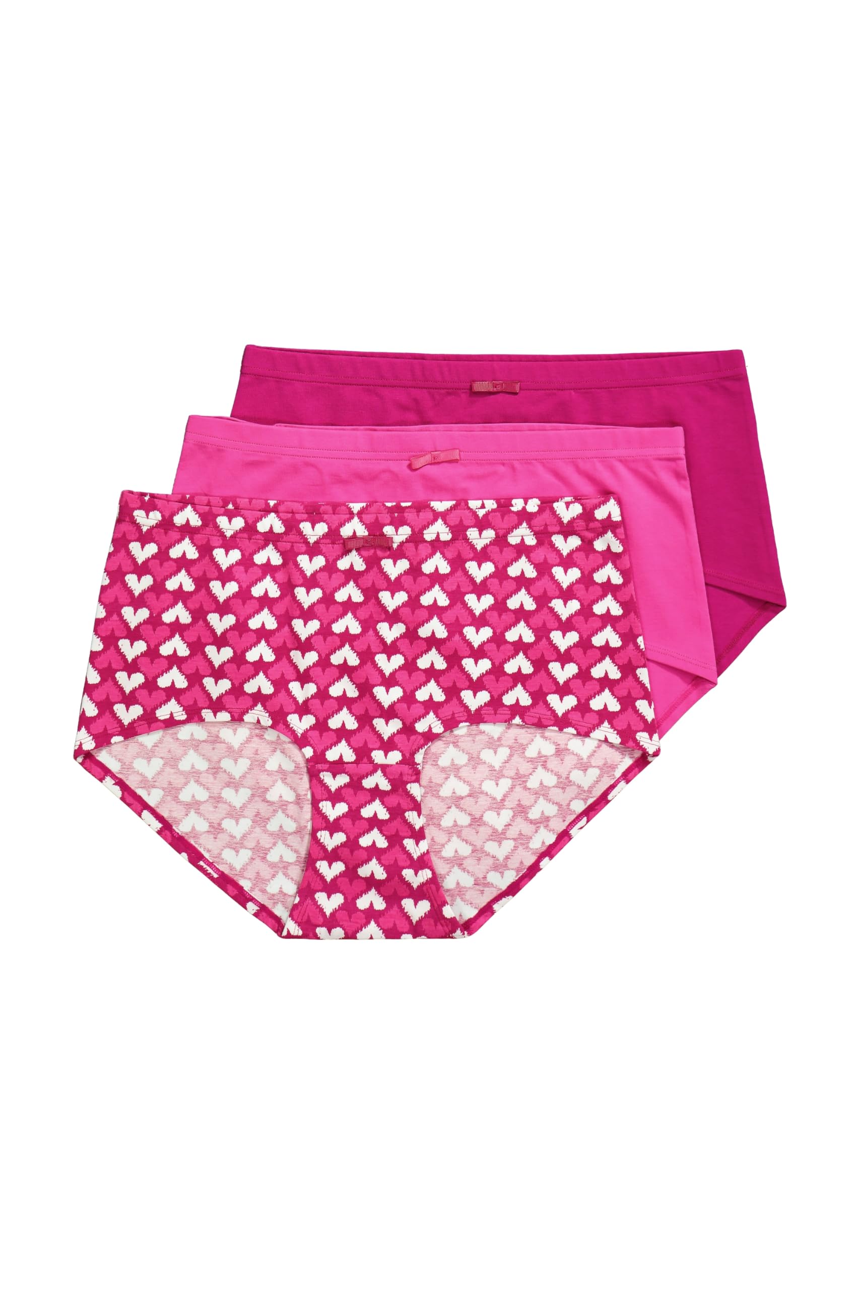 Ulla Popken Damen große Größen Übergrößen Plus Size Hipster, 3er-Pack, Herzen/einfarbig 840739