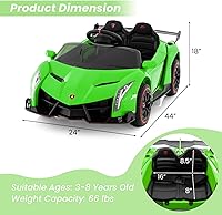 Vista 9 de HONEY JOY Lamborghini - Vehículo eléctrico con licencia de 12 V para niños, 3 velocidades, puerta que se abre, bocina, música, palanca de control