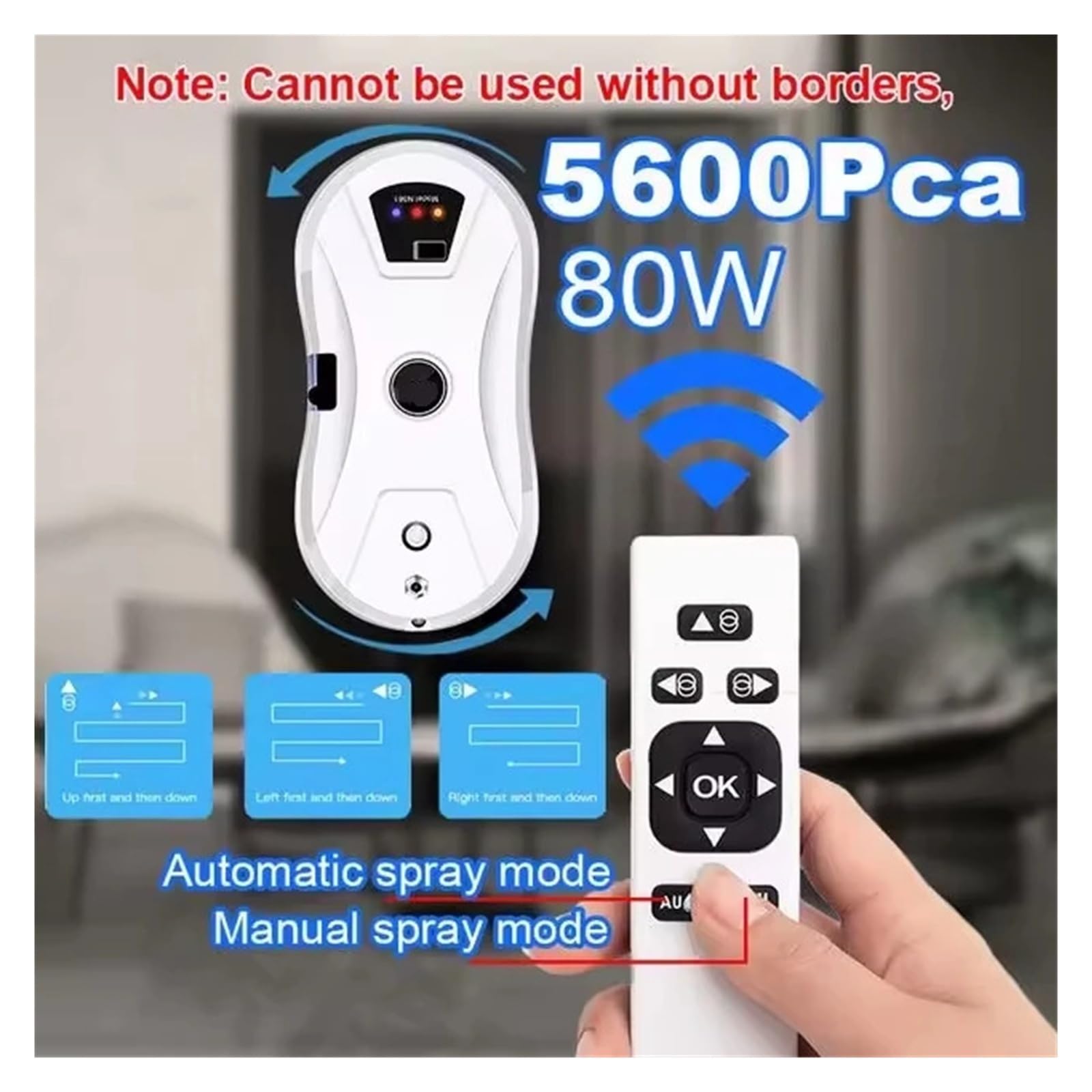 Aspiradora inalámbrica recargable for ventanas, limpiacristales, paredes y vidrios, robot con pulverizador automático. múltiples modos