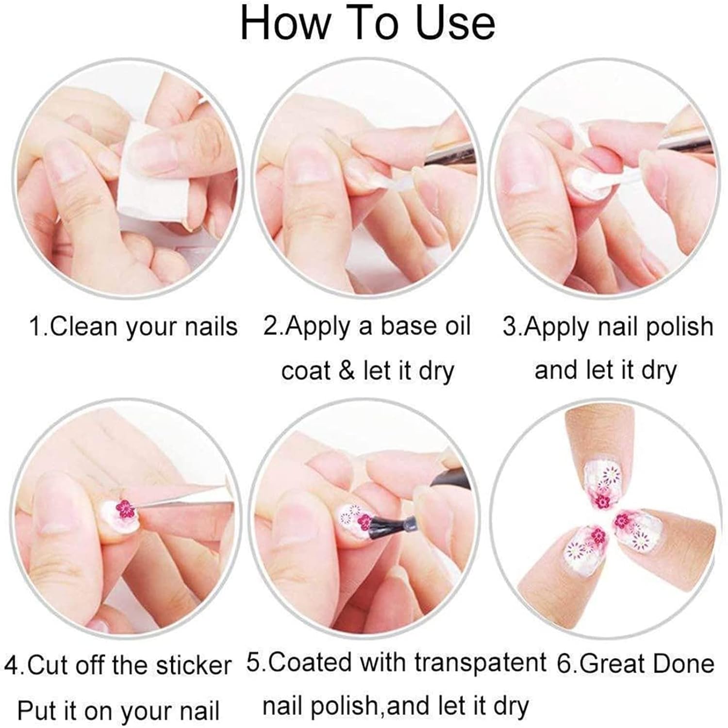 50 Sheets Flower Nail Stickers 3D Self Adhesive Nail Art Decals for Women Kids Girls, for Acrylic Nails Beauty Charms Accessories, DIY Nail Decoration : Beauty & Personal Care