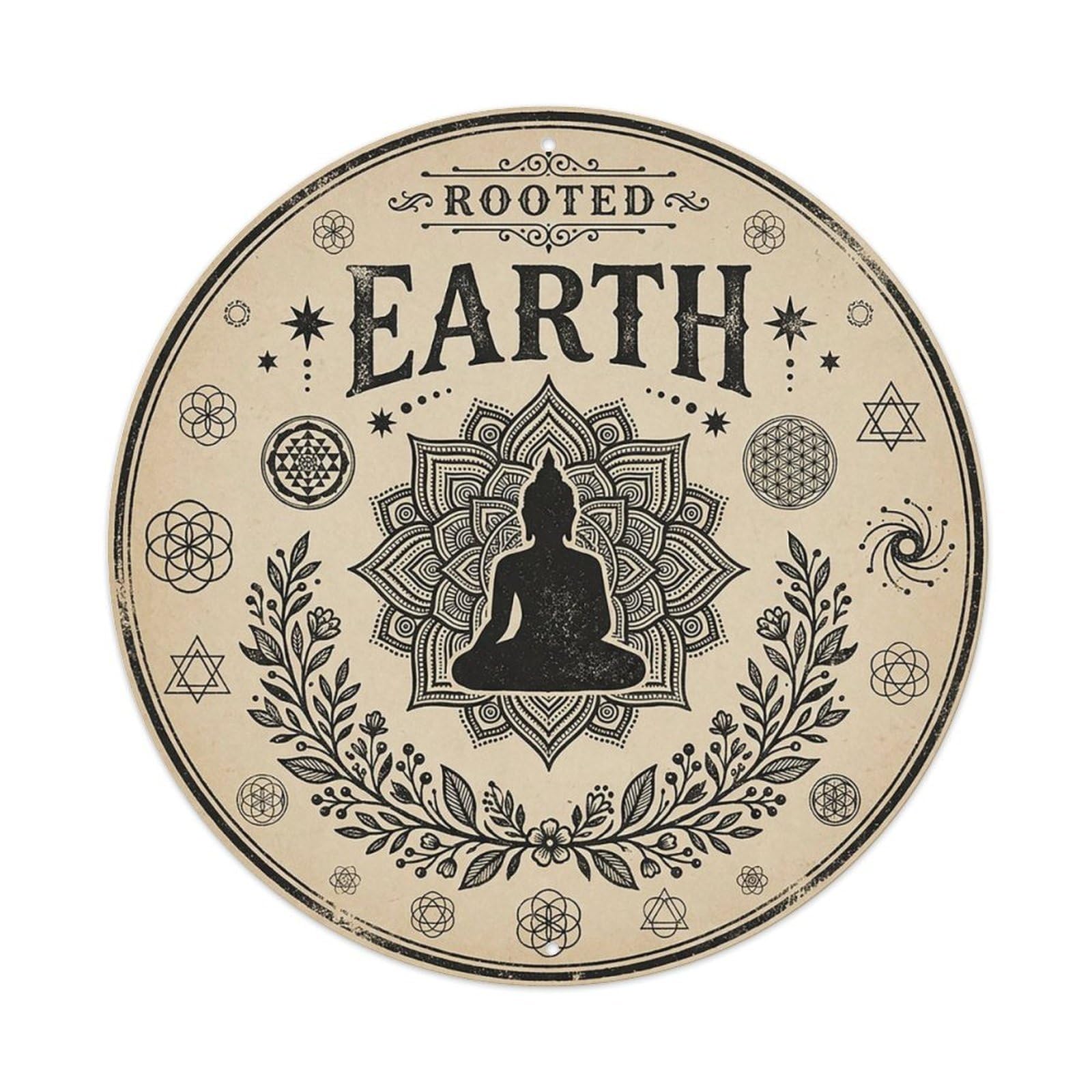 Zen Flower Meditation Den Grounding Vintage Metal Tin Sign Plaque Wall Decor for Cafe, Club Bar, Office, Garden Metal Poster 8x8Inch