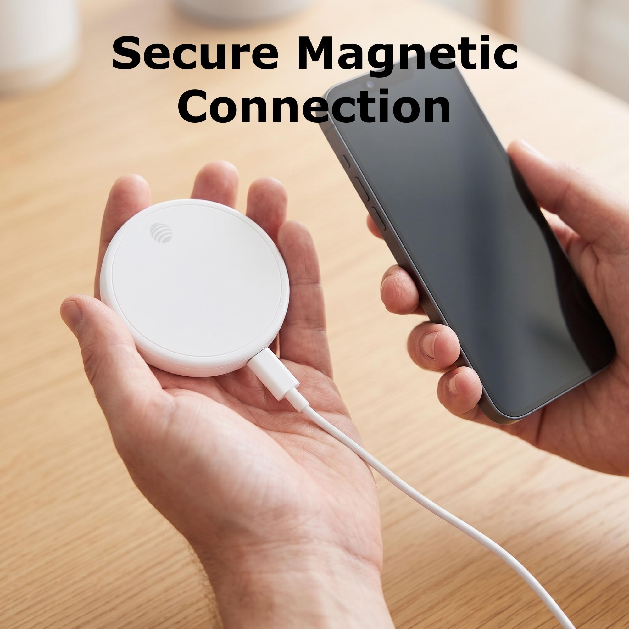 AT&T 25W Qi2 2 Pad di ricarica wireless magnetico costruito in cavo USB C | Rilevamento di oggetti estranei, allineamento magnetico, design compatto sottile, telefoni compatibili, comodino da scrivania