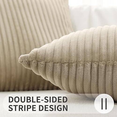 Miniatura 4 de Juego de 2 fundas de almohada decorativas de 20 x 20 pulgadas, fundas de almohada de franela de felpa suave de doble cara para sofá, sala de estar,