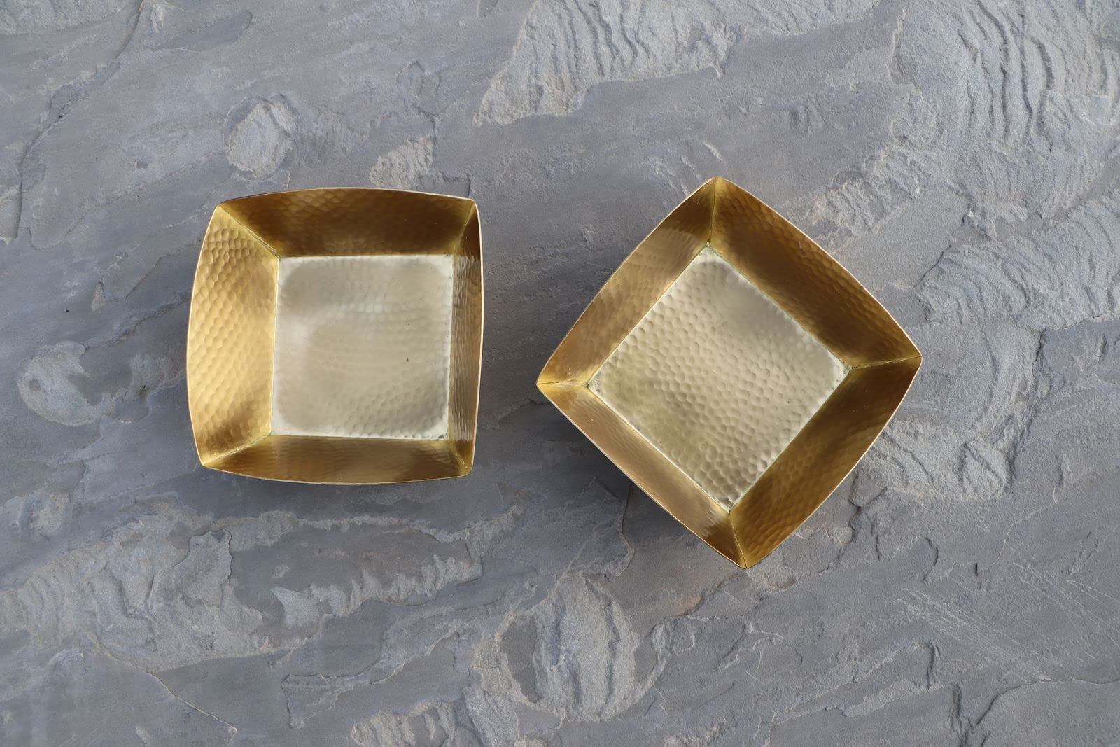 De Kulture Works Brass Handcrafted Bowl Square without Tin Plating - 5X2.5 (DH) inches, 250ML Set of 2