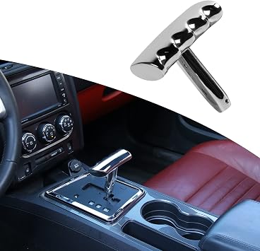 T Handle Gear Shift Knob Fit for 2012-2017 Jeep Wrangler JK/for 2011-2014 Dodge Durango/for 2009-2014 Dodge RAM Aluminum Alloy,Chrome