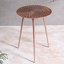 Greetwood Aster Aluminum Side Table for Living Room Decor — 21 Inch Metal Table | Handcrafted Sunburst Design | Coffee/Dining/End Table for Living Room, Office - Easy Assembly (Copper)