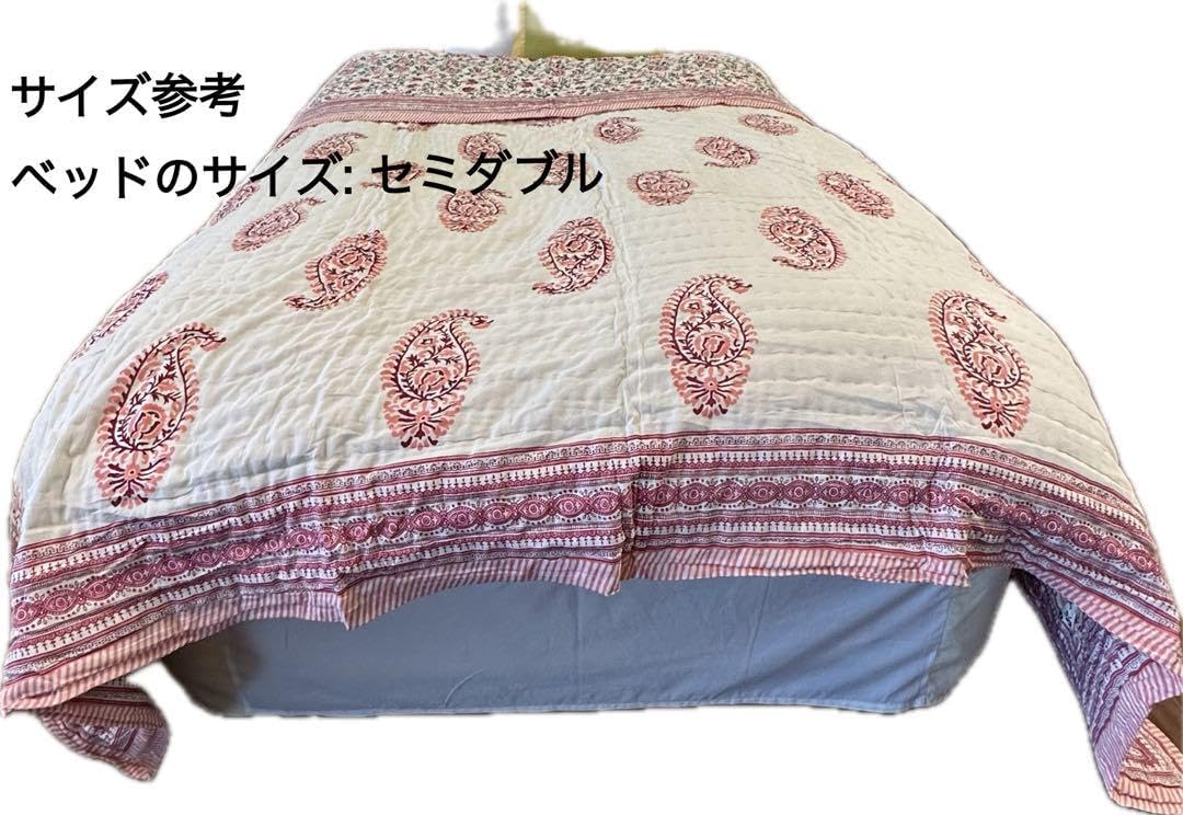 ブロックプリントキルトのお布団　肌布団 ブロックプリントキルトのお布団 肌布団 ブロックプリントキルトのお