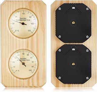 Wooden Sauna Thermometer and Hygrometer 2 in 1 Humidity Temperature Measurement Wood Sauna Room Thermometer Indoor Thermometer and Humidity Gauge for Indoor Outdoor Home Family Hotel Sauna Room