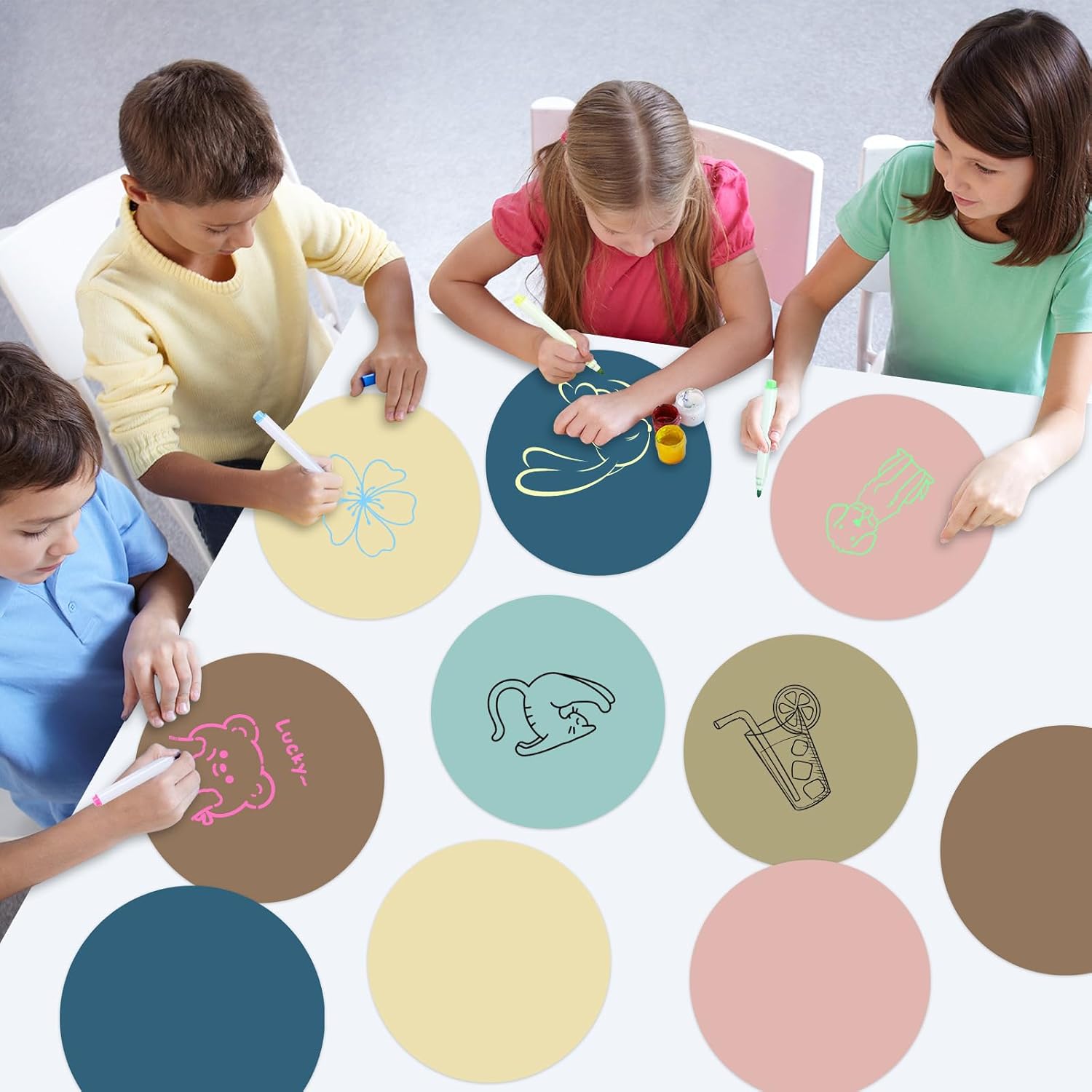 CHUNNIN 12Pcs Dry Erase Dots for Classroom Table 12 Inch Boho Style image 5